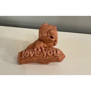 Beaver Terra Cotta Clay Figurine I Love You